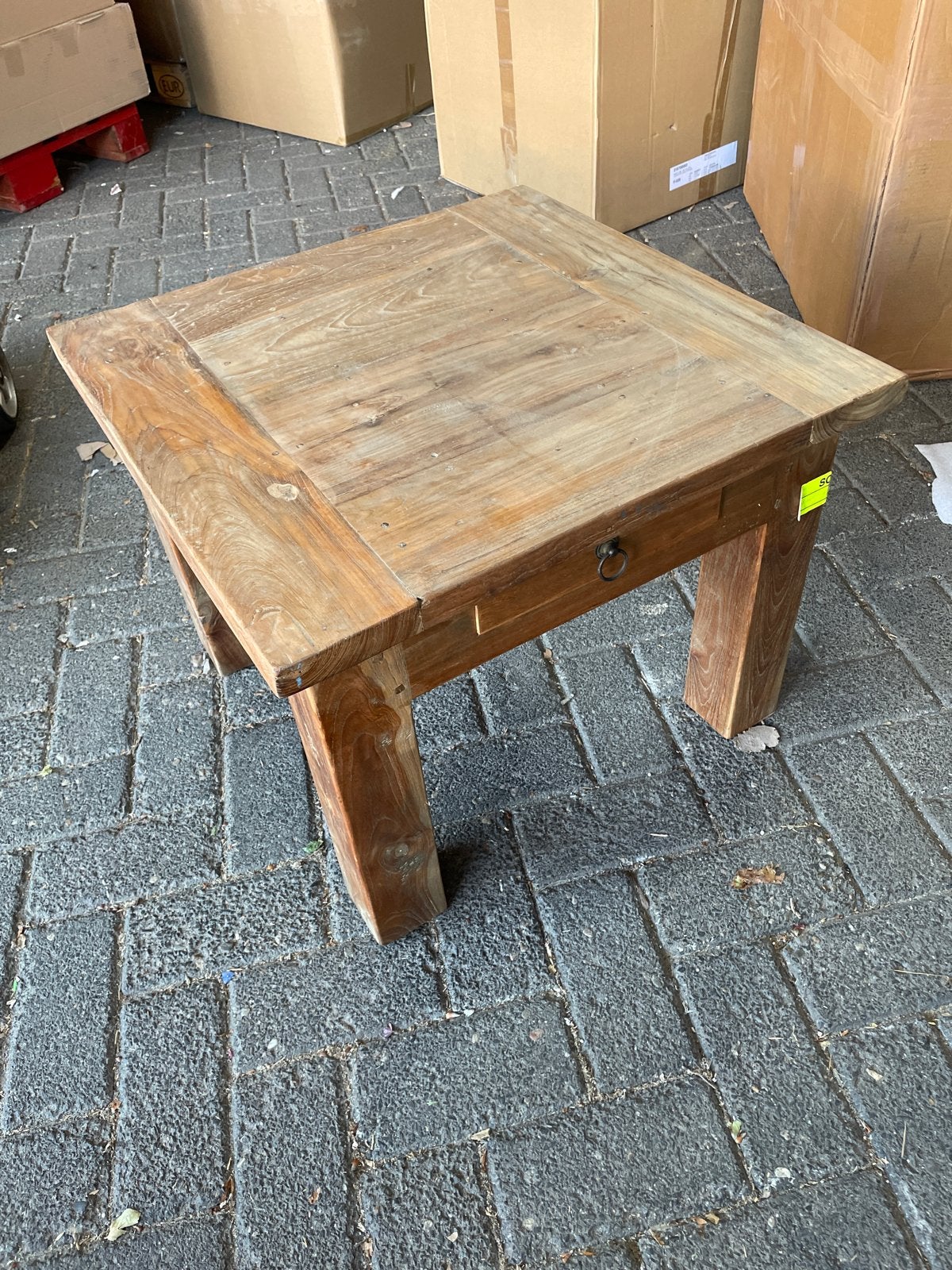 Teak salontafel 60x60 cm, Ophalen, Gebruikt, 50 tot 100 cm, Minder dan 50 cm