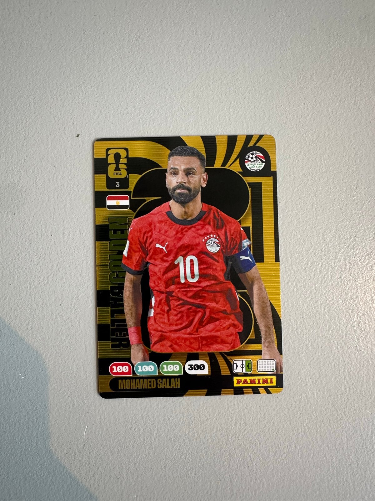 Mohamed Salah Panini FIFA 365 Adrenalyn XL Golden Baller, Ophalen of Verzenden, Zo goed als nieuw, Buitenlandse clubs, Spelerskaart