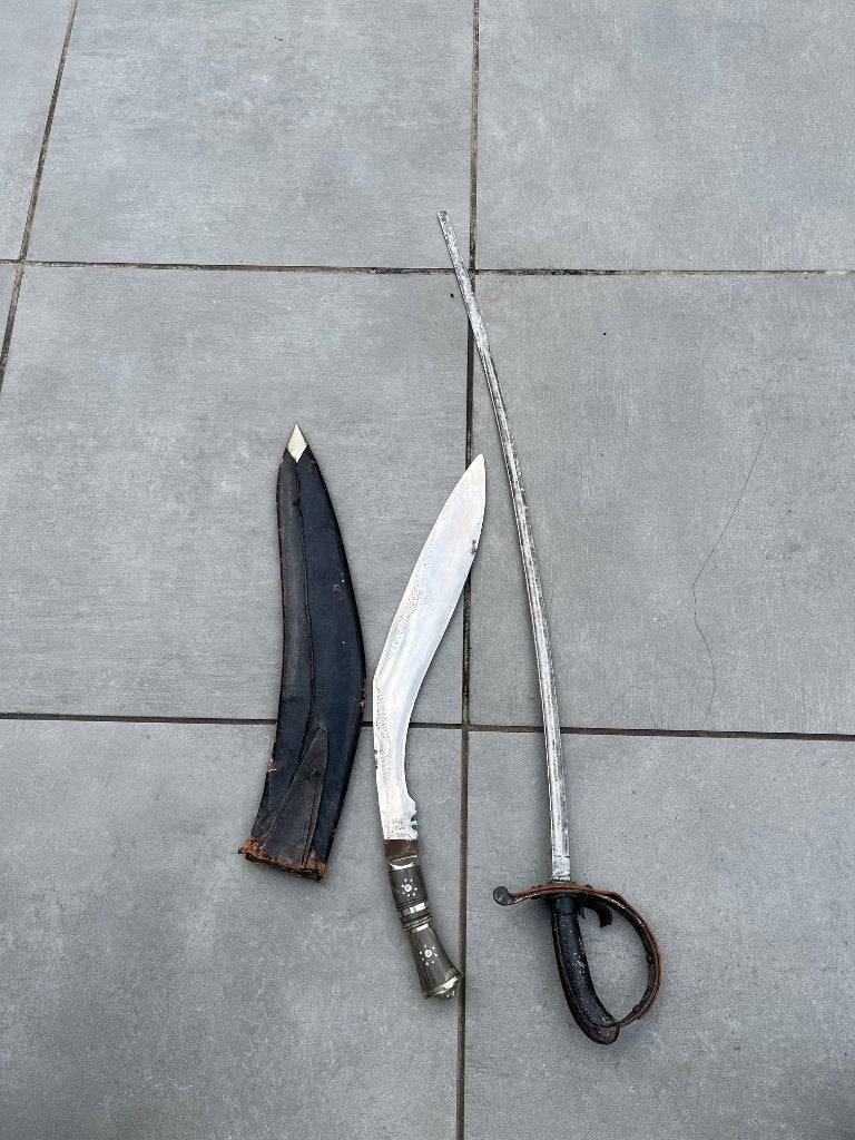 antieke zwaarden sabel dolk kapmes khukri set, Ophalen of Verzenden, Overige soorten, Zwaard of Sabel