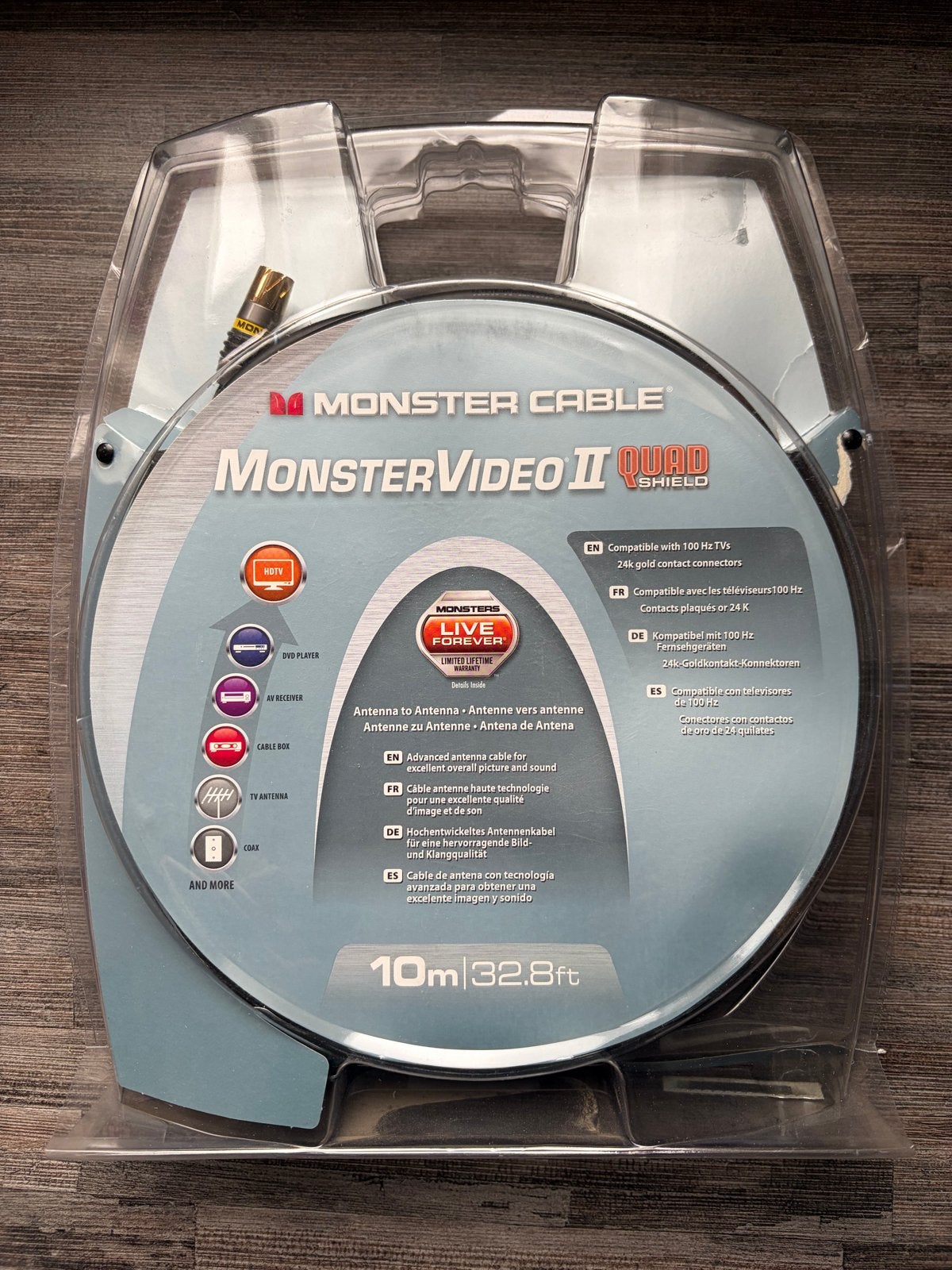 Monster Video II Quad Shield Antennekabel 10m, Ophalen of Verzenden, Nieuw, 10 meter of meer, Tv-kabel