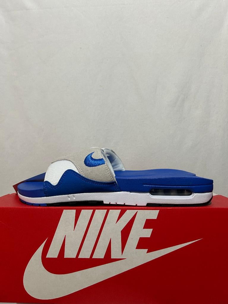 NIEUW IN DOOS! Maat 46 - Nike Air Max 1 Slide Royal Blue, Slippers, Nike, Nieuw, Nike