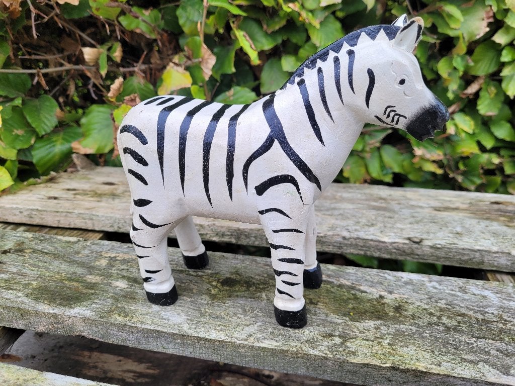 hout snijwerk handgemaakte oude houten zebrapaard beeld, Ophalen of Verzenden, Handgemaakt, Houtsnijwerk
