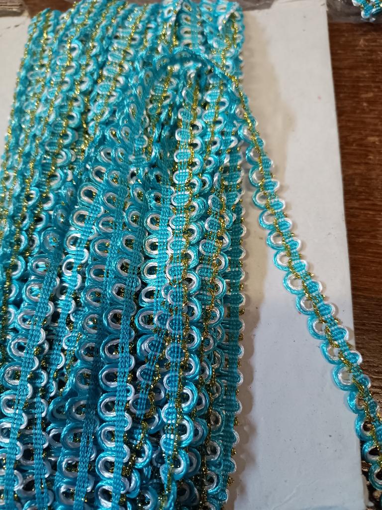 Blauw/goud sierband, Ophalen of Verzenden, Nieuw, Lint, Band of Elastiek