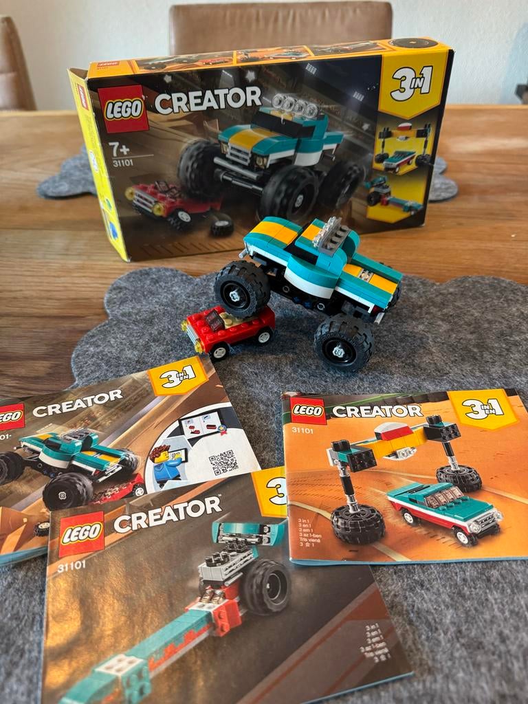 Lego Creator 31101 3-in-1 Monster Truck bouwset, Lego, Ophalen of Verzenden, Zo goed als nieuw, Compleet