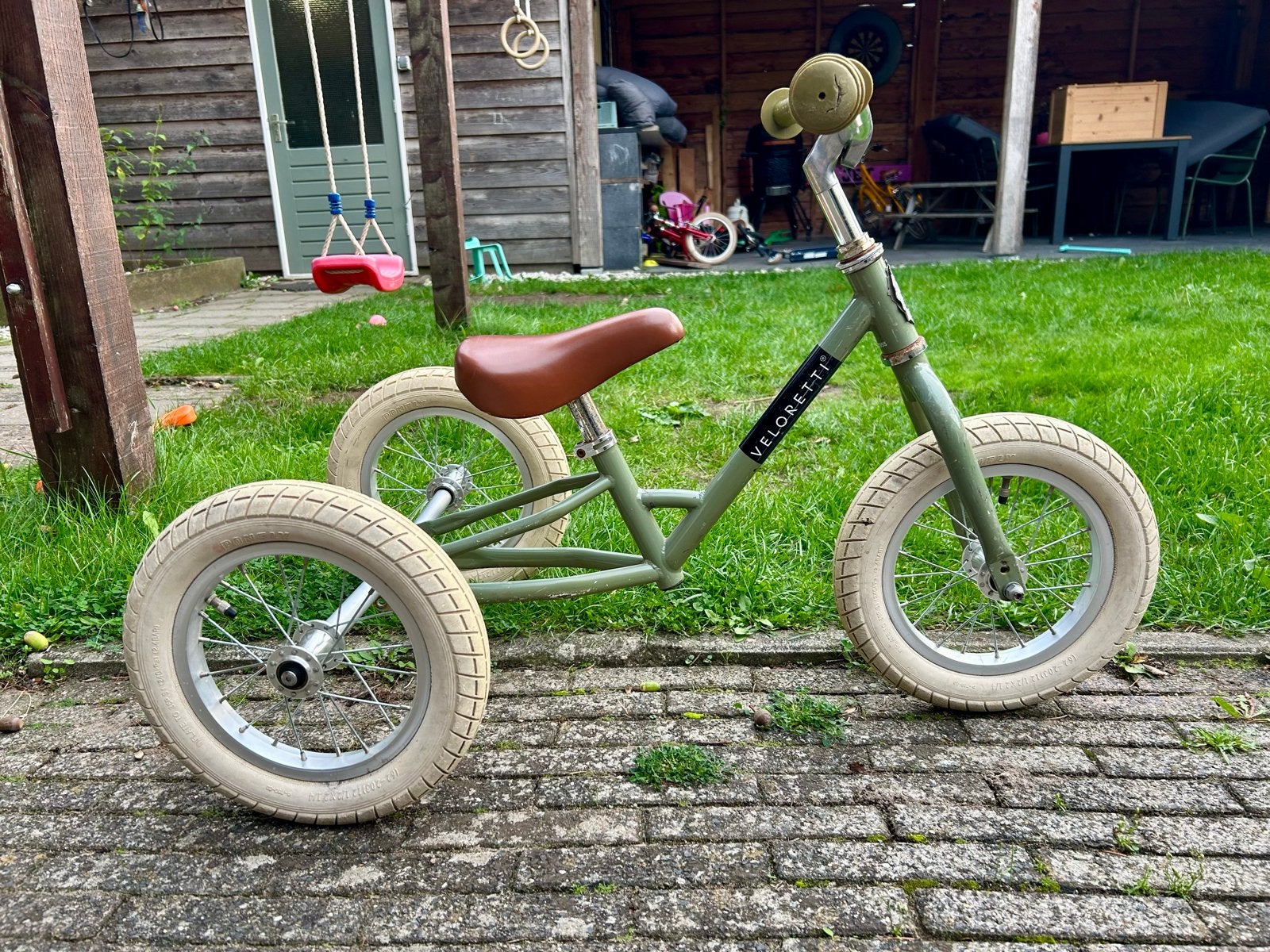 Veloretti loopfiets/driewieler - Groen, Ophalen, Gebruikt, Terugtraprem, Verstelbare zitting