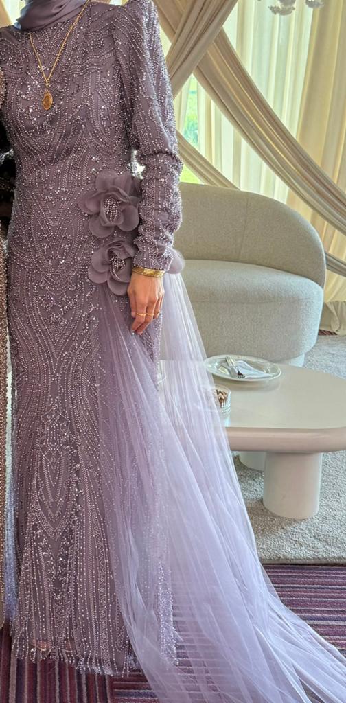 Lila/roze elegante Galajurk met kralen en parels, Galajurk, Paars, Zo goed als nieuw, Ophalen