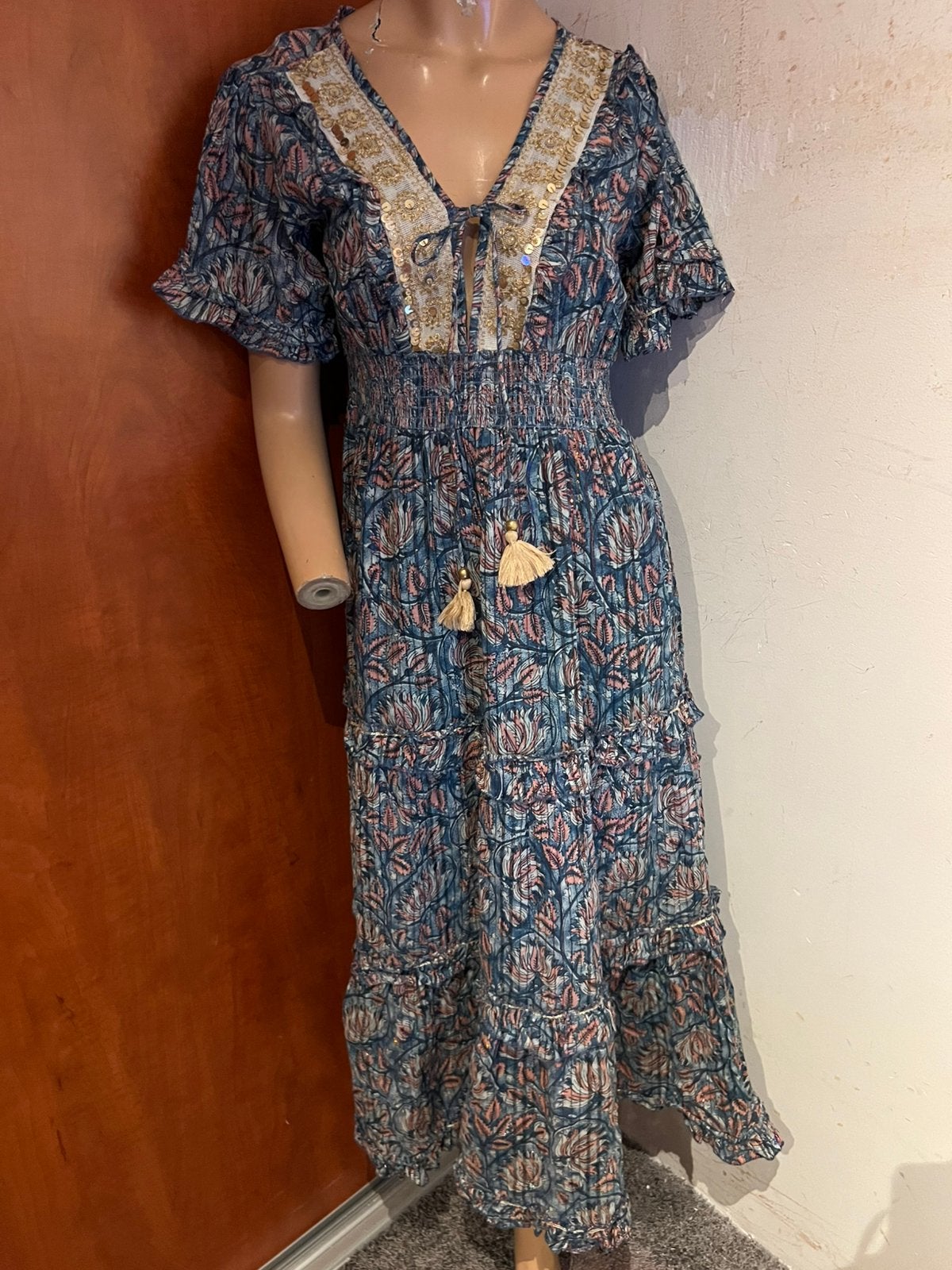 BOHO MADRID jurk maat m zgan, Kleding | Dames, Maat 38/40 (M), Boho madrid, G, Blauw