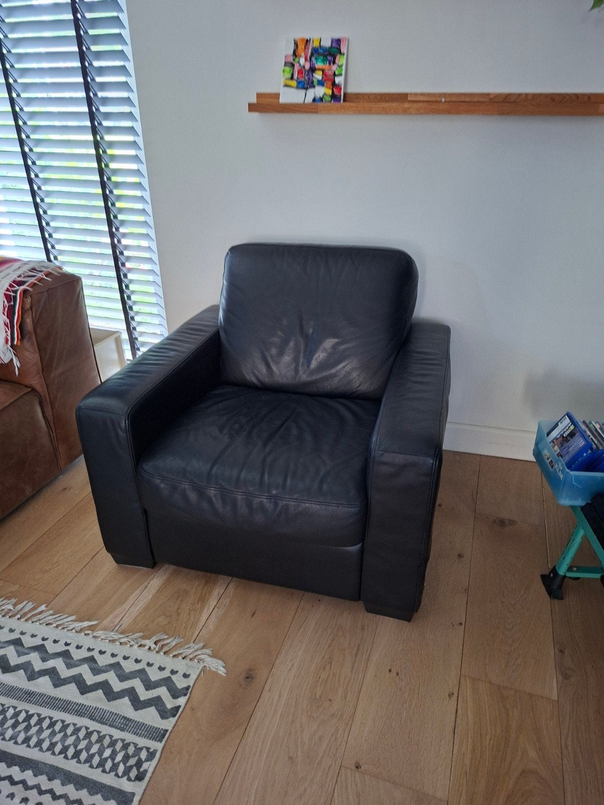 Zwarte leren fauteuil van Italsofa, Gebruikt, Ophalen of Verzenden, 75 tot 100 cm, Modern