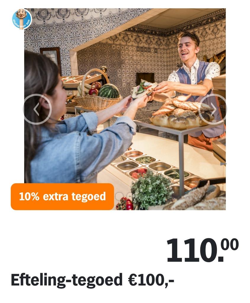 Efteling-tegoed €330 (3 x €110), Tickets en Kaartjes, Eén persoon, Kortingskaart