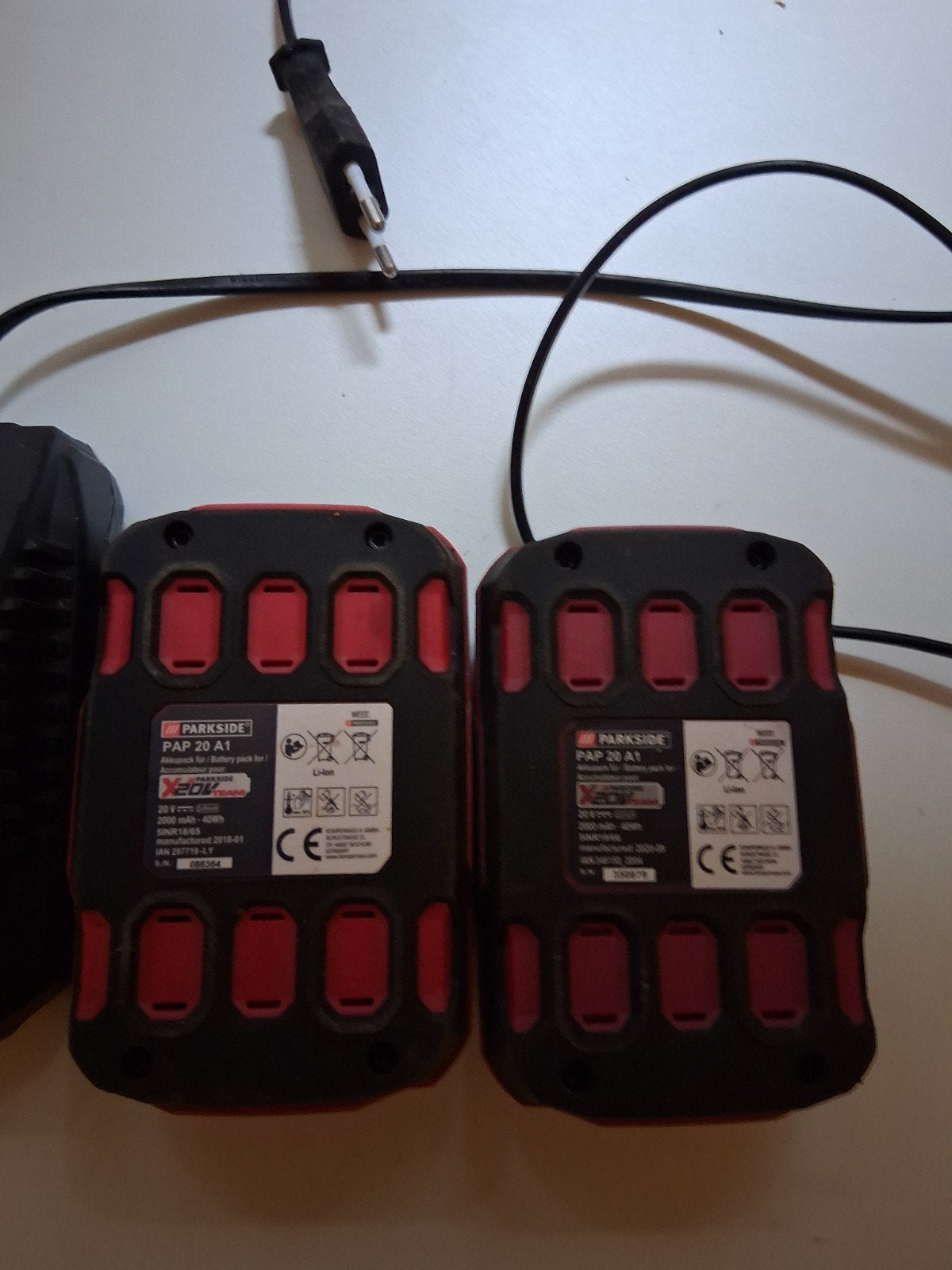 parkside 20V 2Ah accus met lader, Ophalen of Verzenden, Boor- en Schroefmachine
