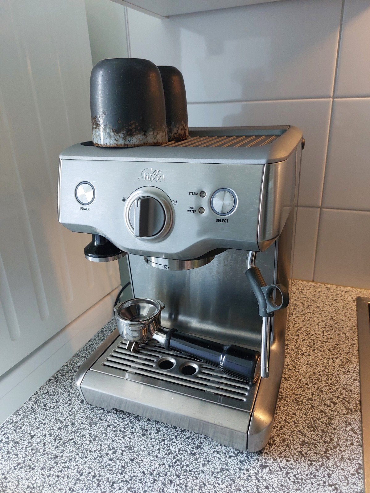Solis Barista Perfect Espresso Apparaat - Zo goed als nieuw, Stoompijpje, Espresso apparaat, Gemalen koffie, Ophalen of Verzenden