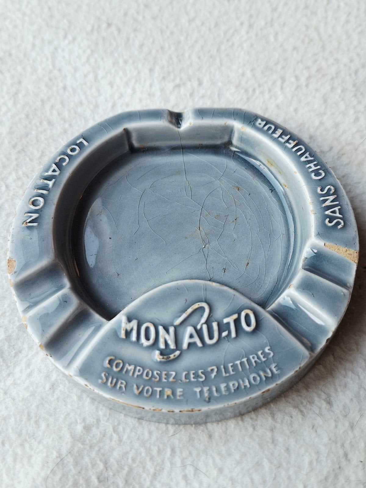 Vintage Mon Au-to Asbak - reclame automobilia, Ophalen of Verzenden, Gebruikt