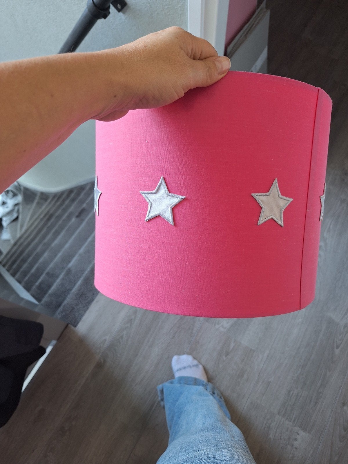 Roze lampenkap met sterren - Zo goed als nieuw, Ophalen, Overige typen, Rond, Zo goed als nieuw