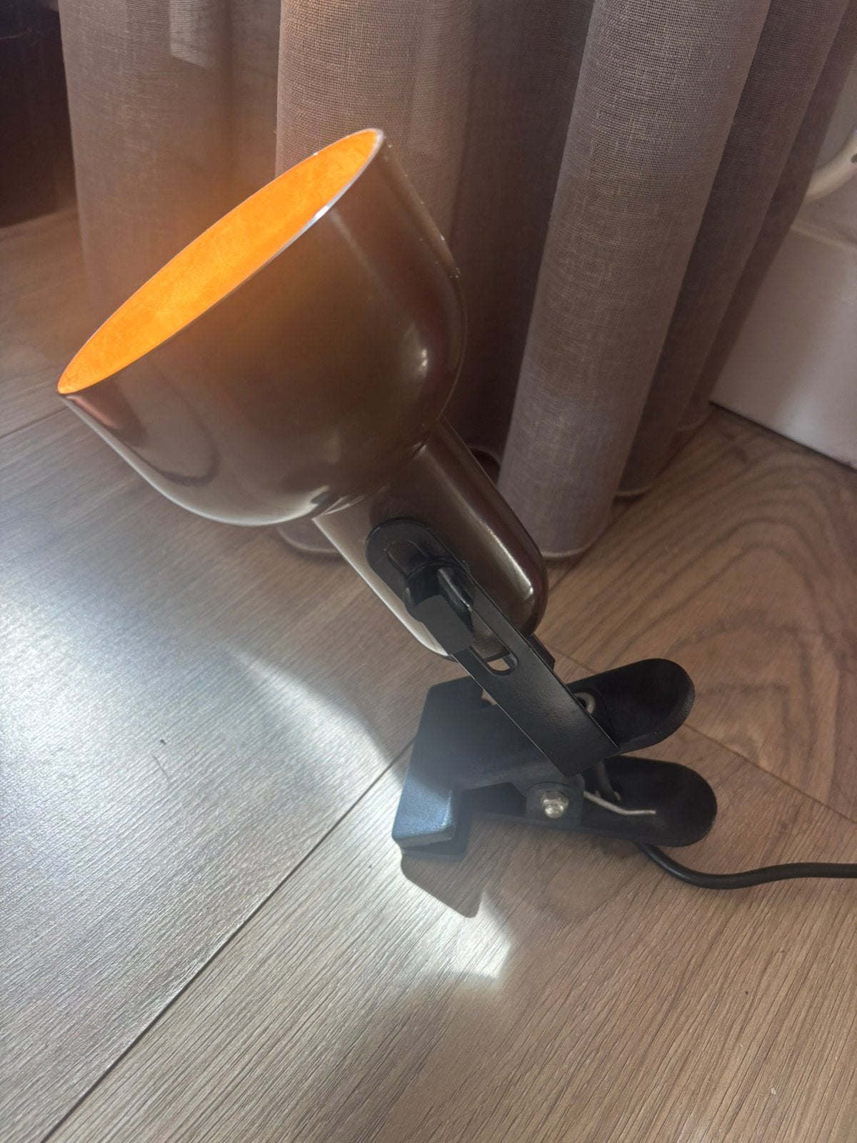 Bruin Knijp spot lampje vintage jaren 70, Bruin, Ophalen of Verzenden, Wandspot, Metaal