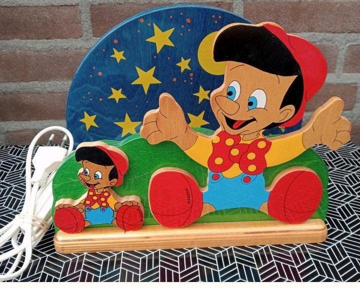 Vintage Pinokkio Nachtlamp - Handgemaakt, Verzamelen, Ophalen, Zo goed als nieuw, Beeldje of Figuurtje