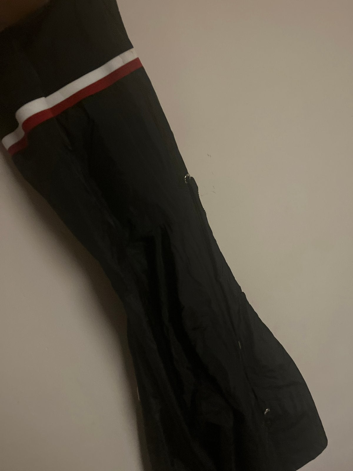 Moncler jas - Zwart met rode en witte streep, Ophalen, Gedragen, Overige maten, Zwart