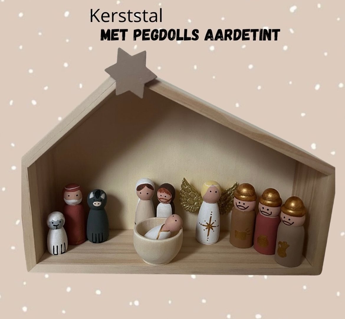 Kerststal met poppetjes, Ophalen of Verzenden, Zo goed als nieuw