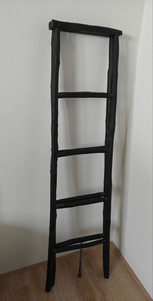 Decoratieve zwarte houten ladder - 152 x 42 cm, Ophalen, Hout, Zwart, Landelijk