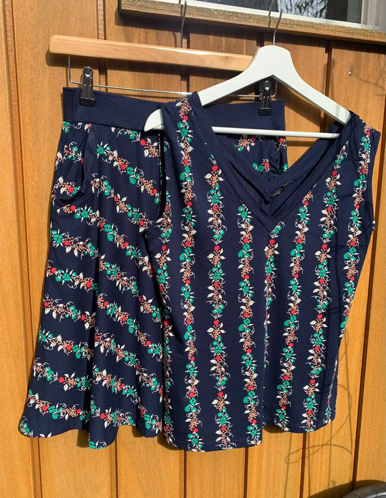King Louie set rok + top maat L, Kleding | Dames, Ophalen of Verzenden, Zo goed als nieuw, Maat 42/44 (L), Blauw