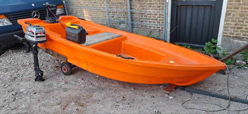 Bootje 360cm met electro motor én 5 pk benzine bb motor, Ophalen of Verzenden, Gebruikt, Motor en Techniek, Motorboot