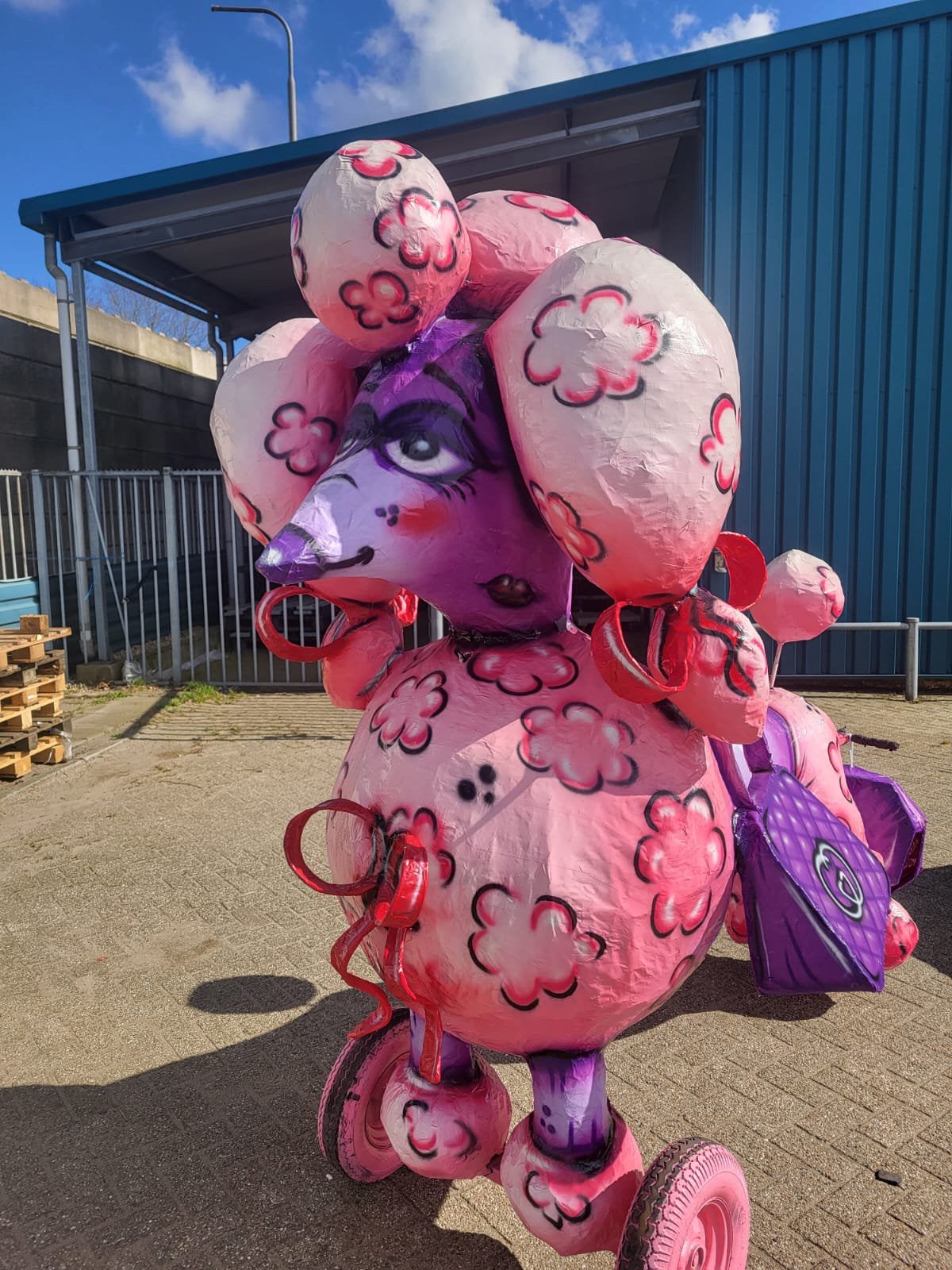 1e prijs gewonnen! Roze/paarse “Gucci” poedel + 20 pakken!, Ophalen, Zo goed als nieuw, Carnaval