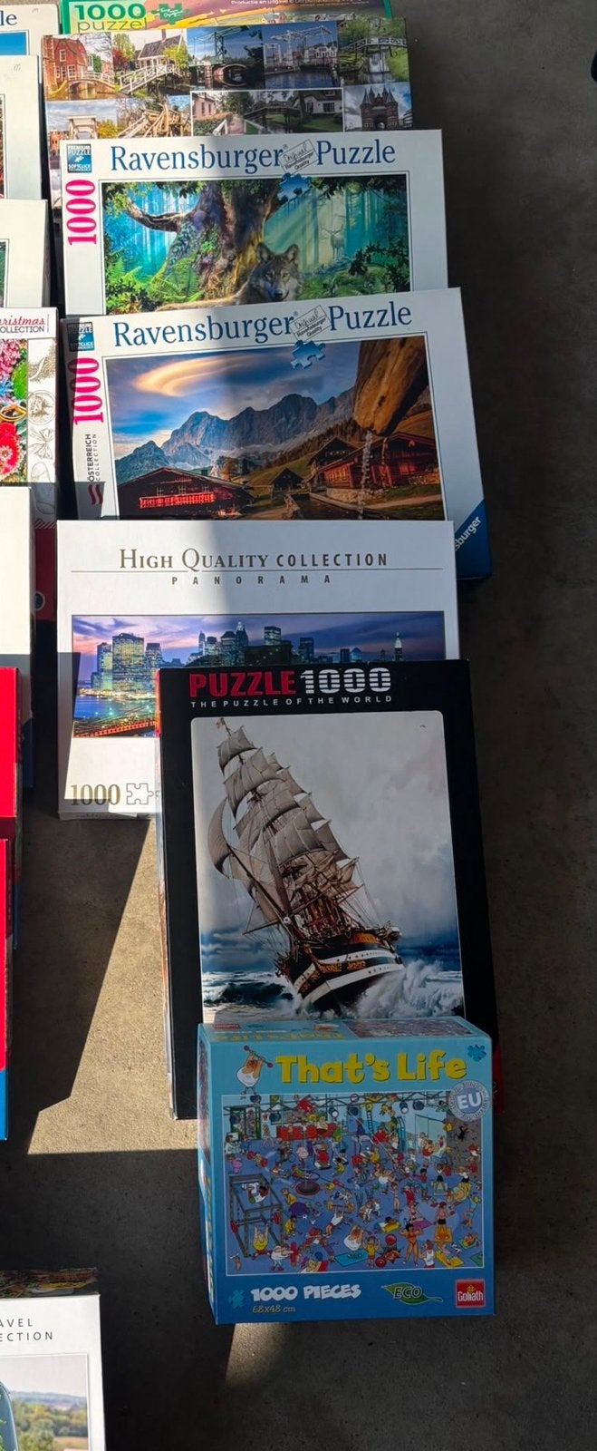 7 diverse puzzels, 1000 stukjes, Ravensburger en meer, Ophalen of Verzenden, 500 t/m 1500 stukjes, Gebruikt, Legpuzzel