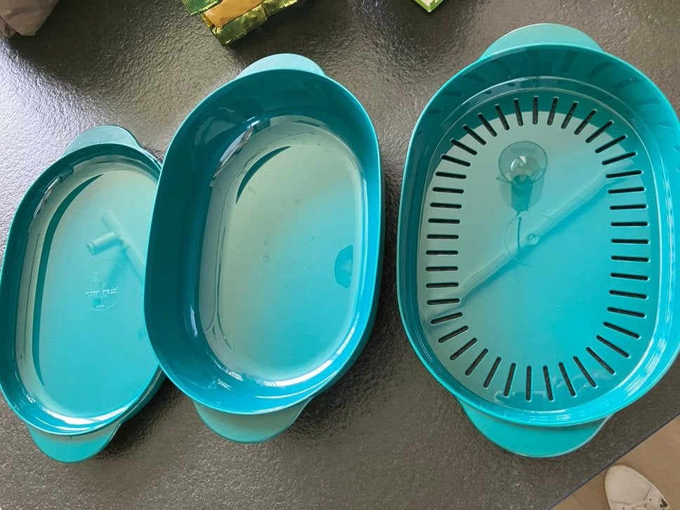 Tupperware Tupperwave 200 Microplus schaal 1,5 liter, Ophalen of Verzenden, Zo goed als nieuw, Groen, Schaal