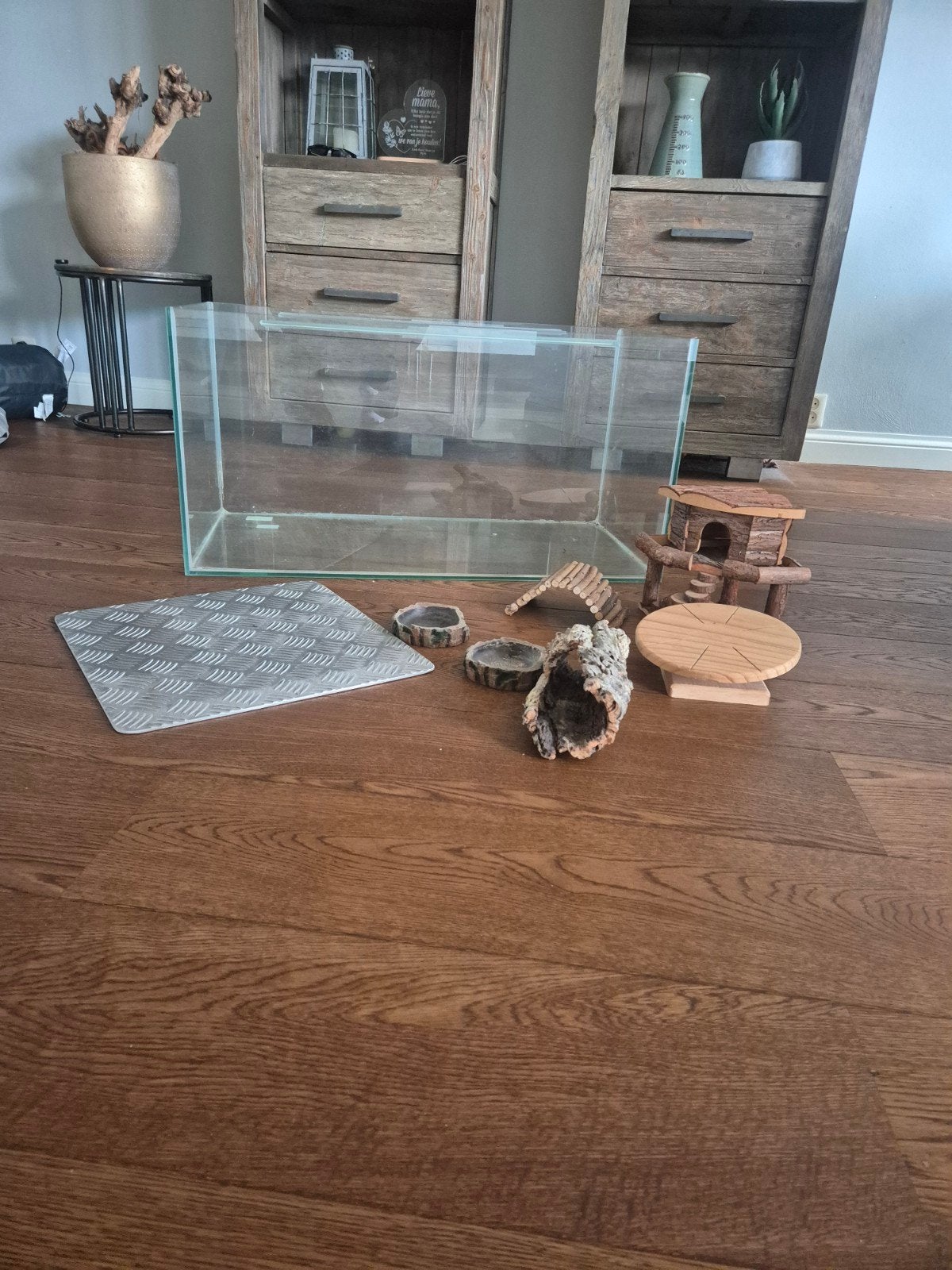 Glazen hamster kooi met accessoires, Dieren en Toebehoren, Knaagdieren en Konijnen | Hokken en Kooien, Minder dan 60 cm, Ophalen of Verzenden