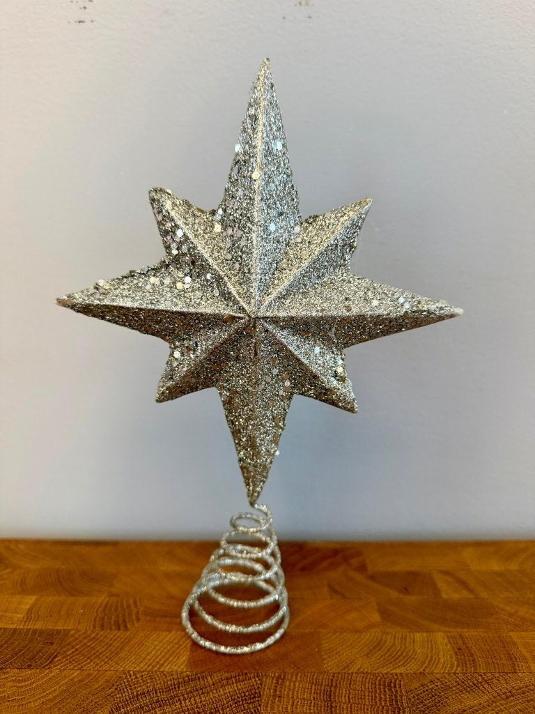 Zilveren Glitter Kerstboomtopper – 17 cm, Ophalen, Zo goed als nieuw