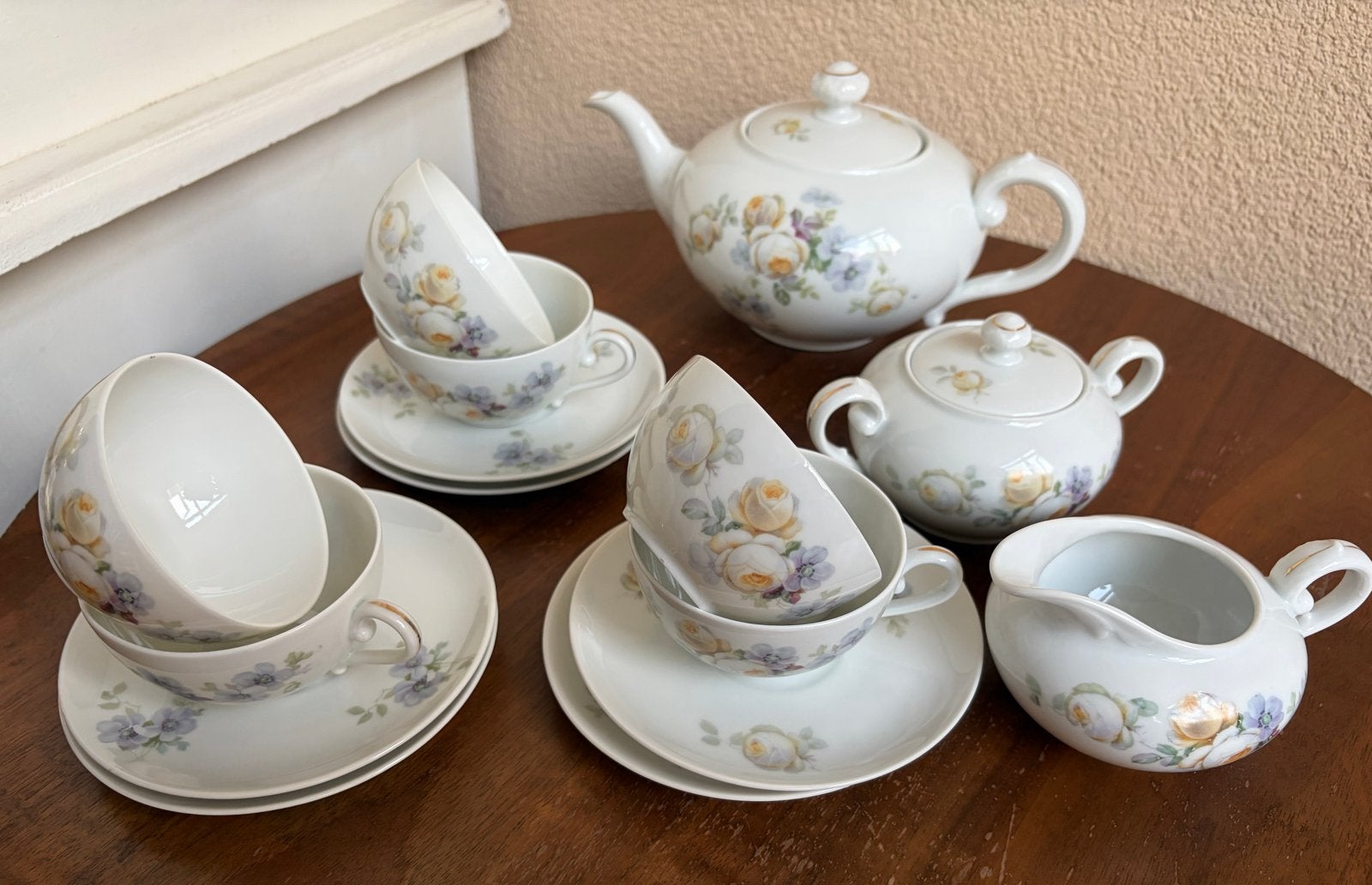 Rosenthal Bavaria Elite theeservies met bloemmotief, Ophalen of Verzenden