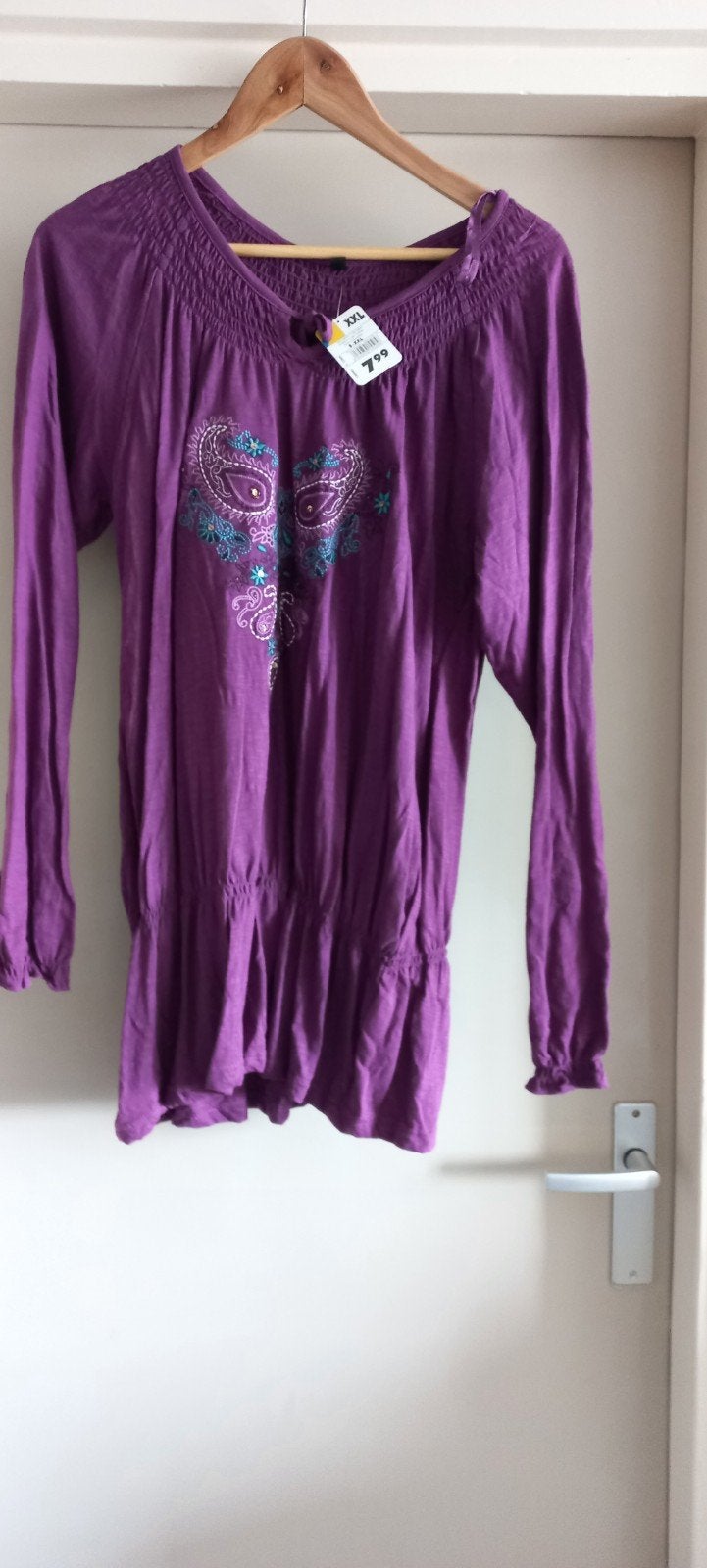 Paarse tuniek met lange mouwen en borduursel, Zeeman, Paars, Nieuw, Ophalen of Verzenden