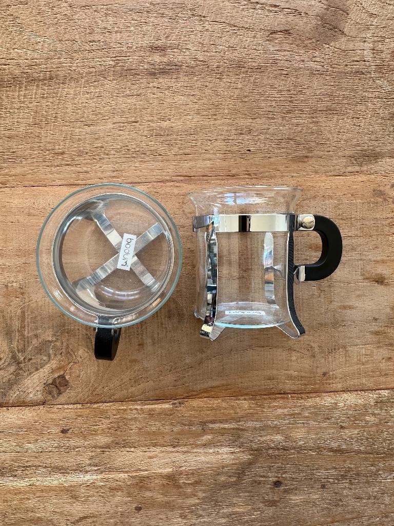 Bodum Chambord glazen (2x) met chromen houder, Glas of Glazen, Ophalen of Verzenden, Overige stijlen, Glas