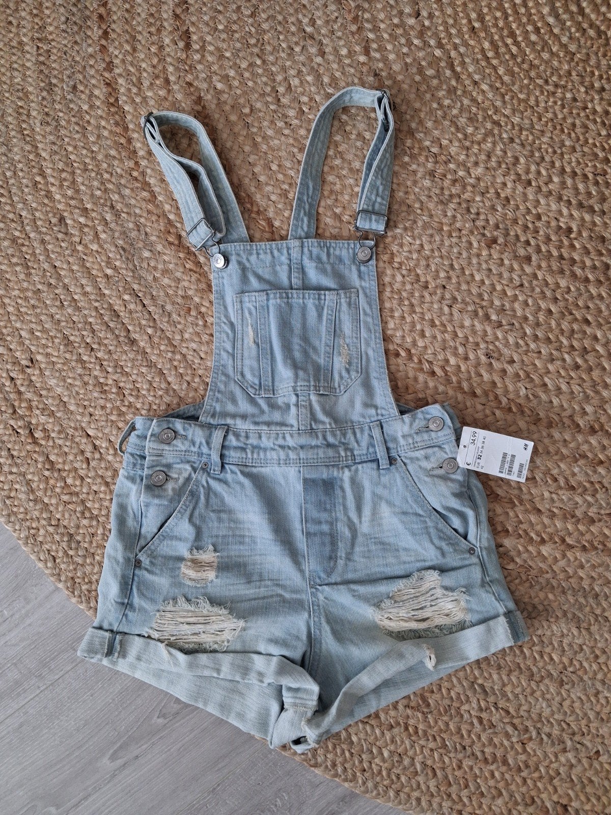 Korte spijker tuinbroek /salopette kort / NIEUW, maat 34/ XS, Kleding | Dames, Ophalen of Verzenden, Nieuw, Blauw, W27 (confectie 34) of kleiner