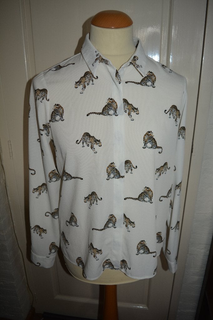 Costes, mooie blouse met panter print, maat 40, Kleding | Dames, Maat 38/40 (M), Wit, Ophalen of Verzenden, Zo goed als nieuw