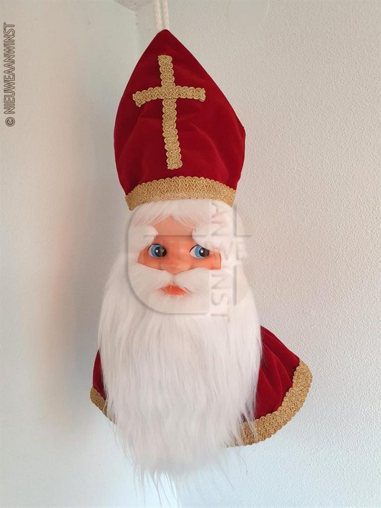 Nostalgisch etalage Sinterklaas hoofd - 65 cm, rood/goud, Diversen, Sinterklaas, Verzenden, Zo goed als nieuw