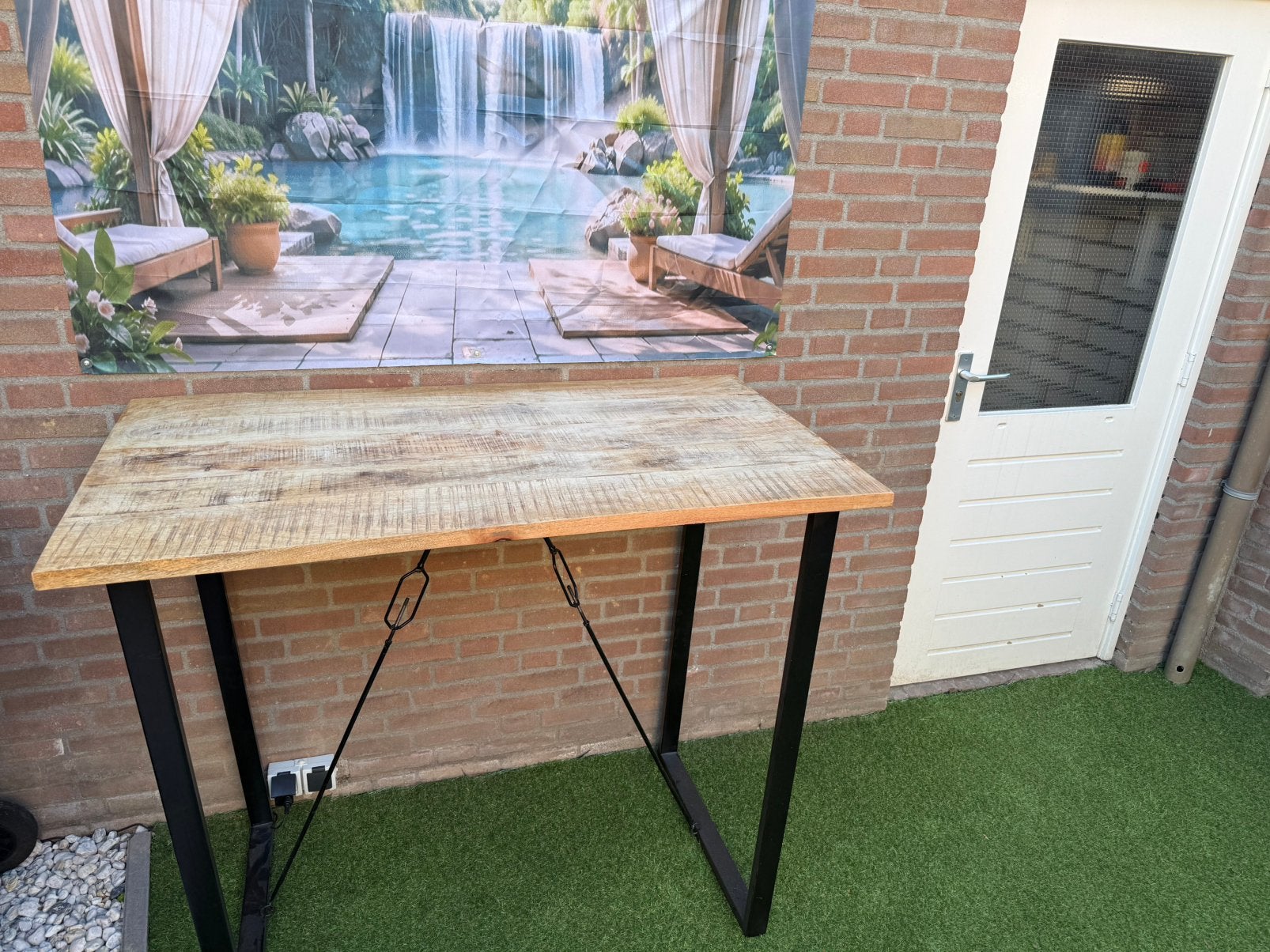 Mooie bartafel of statafel van ruw mangohout, Ophalen, Gebruikt