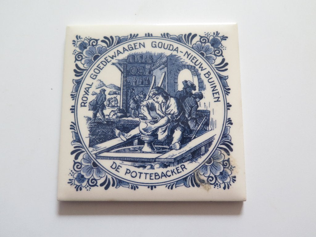 tegel De POTTEBACKER - fabrikant GOEDEWAAGEN, delfts blauw,, Antiek en Kunst, Ophalen of Verzenden