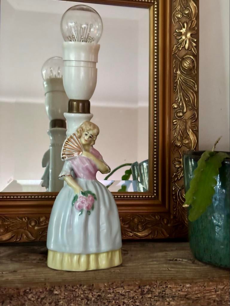 Vintage Bavaria porselein Rococo lampje, Overige materialen, Gebruikt, Ophalen of Verzenden, Minder dan 50 cm