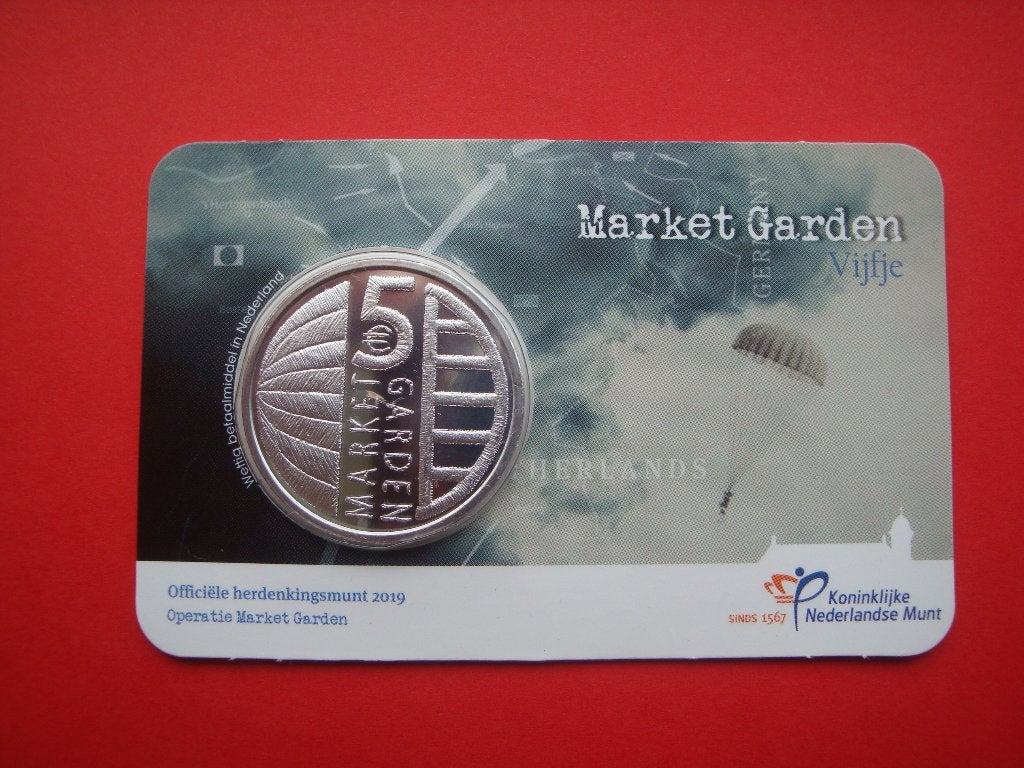 Nederland 5 Euromunt coincard Market Garden vijfje 2019., Verzenden, Koningin Beatrix, Euro's, Losse munt