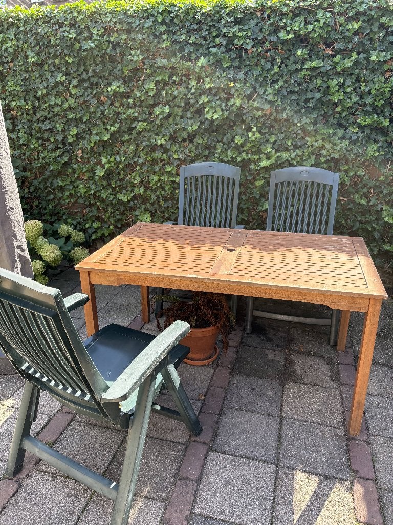 Tuinset met 3x Hartman stoelen, Tuin en Terras, Tuinsets en Loungesets, Ophalen, Gebruikt, 3 zitplaatsen, Teakhout