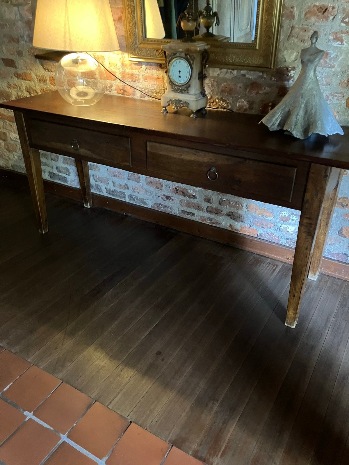 Houten sidetable 172x48x76 cm met 2 lades, Ophalen, Gebruikt, 150 tot 200 cm, Overige houtsoorten