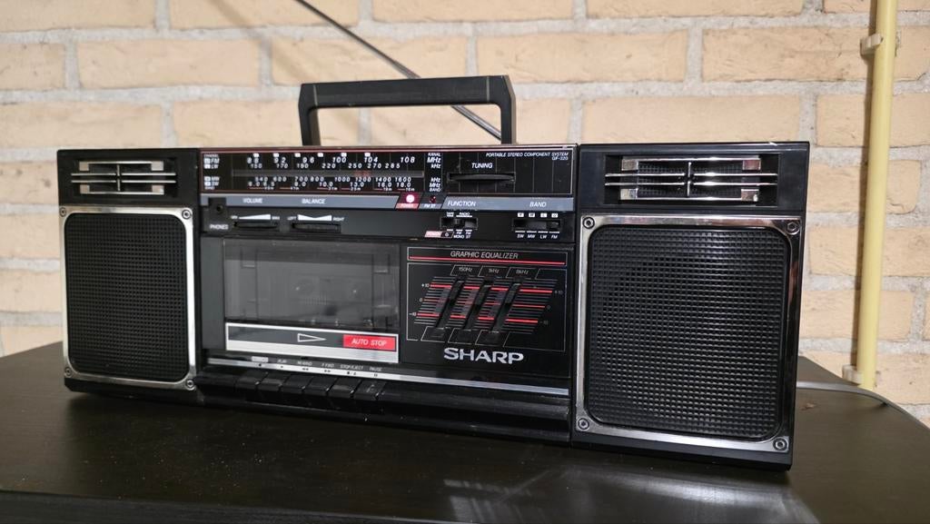 Vintage Sharp GF-320H stereo radio boombox, Ophalen, Gebruikt, Radio