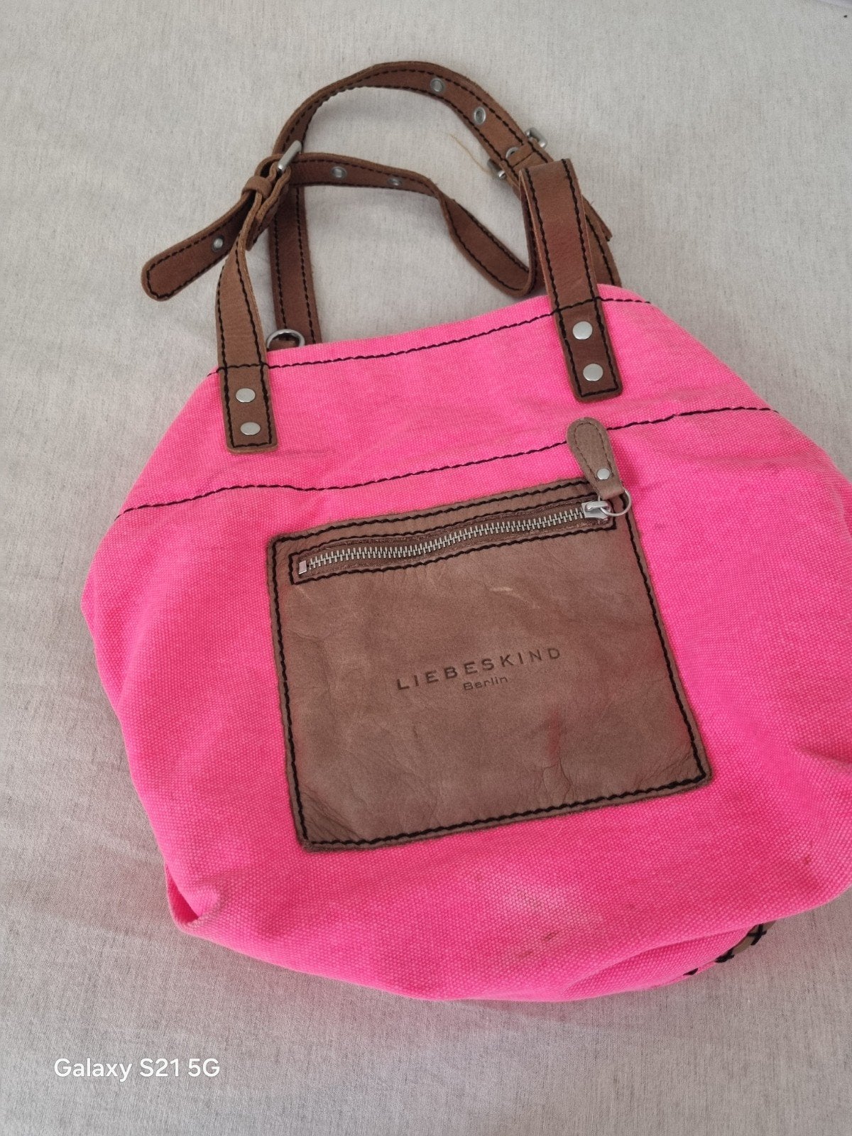 Liebeskind tas roze canvas leer, Ophalen of Verzenden, Gebruikt, Roze, Handtas