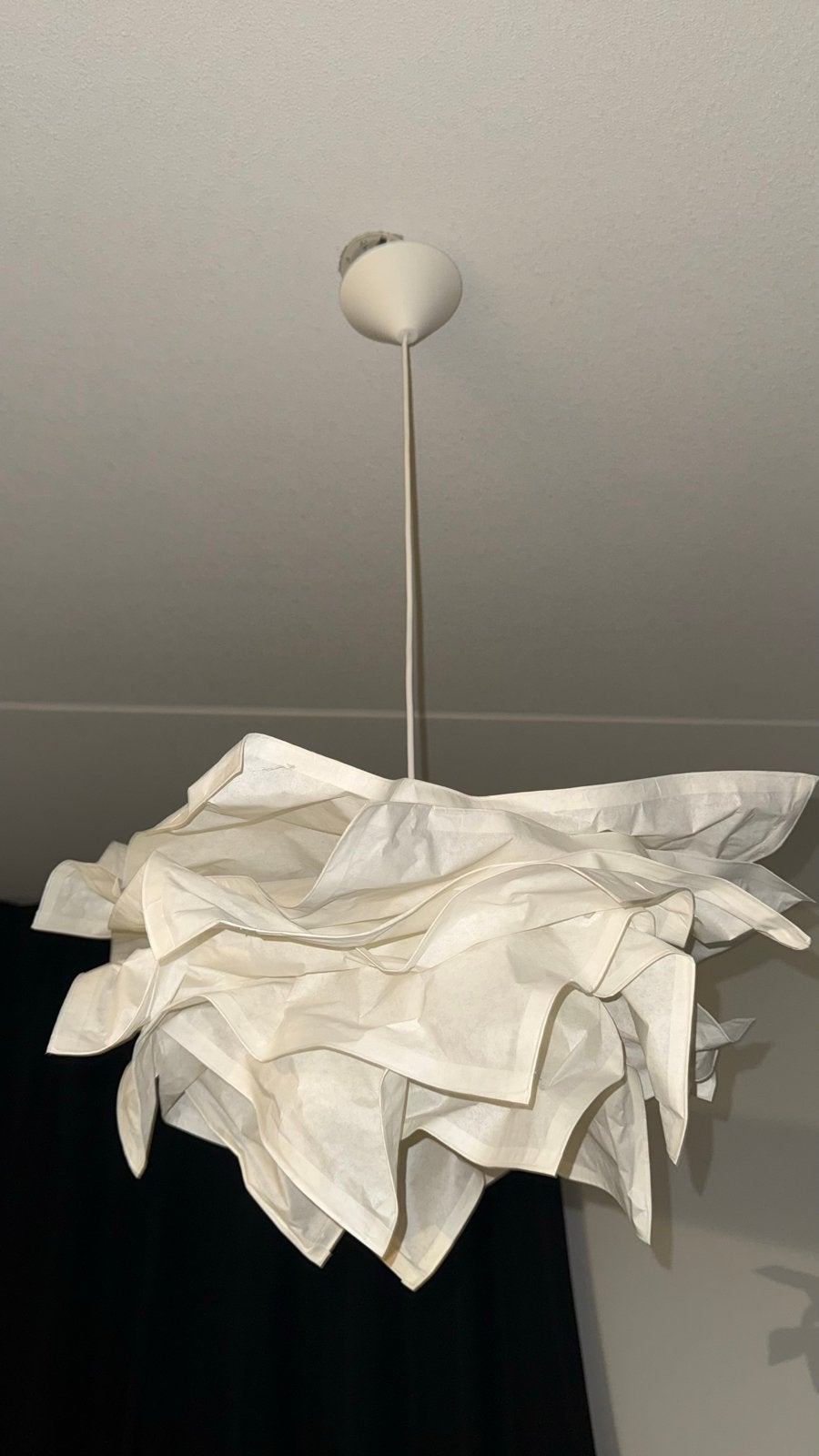IKEA Maskros hanglamp - Witte papieren bloem, Ophalen of Verzenden, Gebruikt, Overige materialen, E27 (groot)