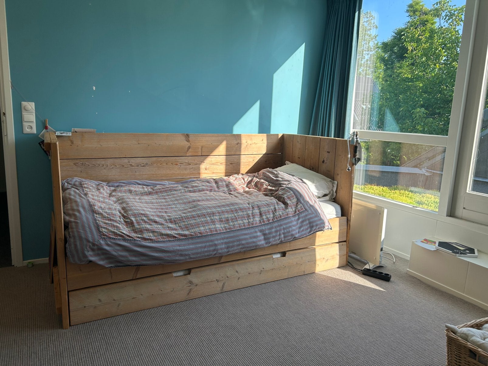 Bed van steigerhout, Ophalen, Gebruikt, 90 cm, Steigerhout