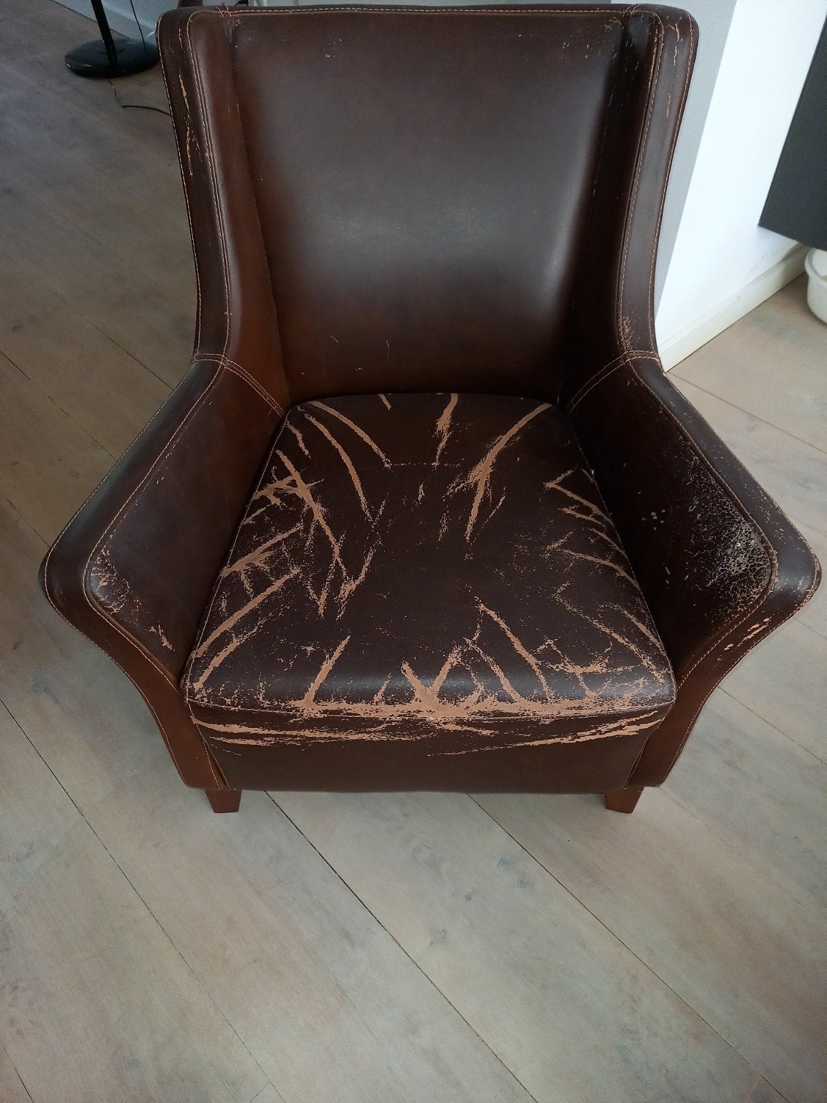 Leren stoel, Huis en Inrichting, Fauteuils, Ophalen, Gebruikt, 50 tot 75 cm, Leer