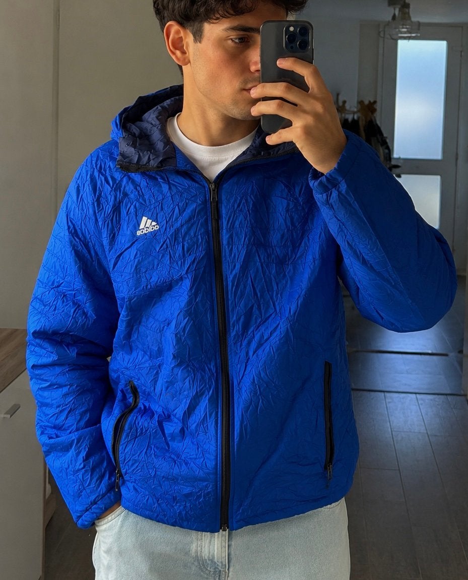Adidas vintage jas (90’s / 000’s), Ophalen of Verzenden, Gedragen, Maat 56/58 (XL), Blauw