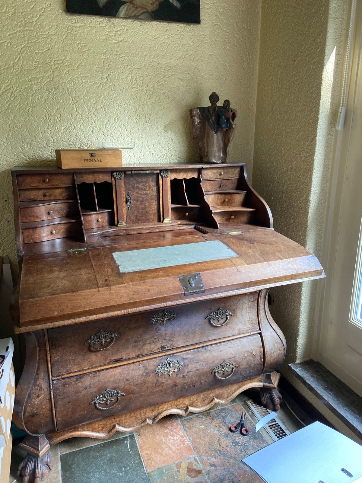 Antiek Bureau met Lades en Opbergvakken, Antiek en Kunst, Ophalen