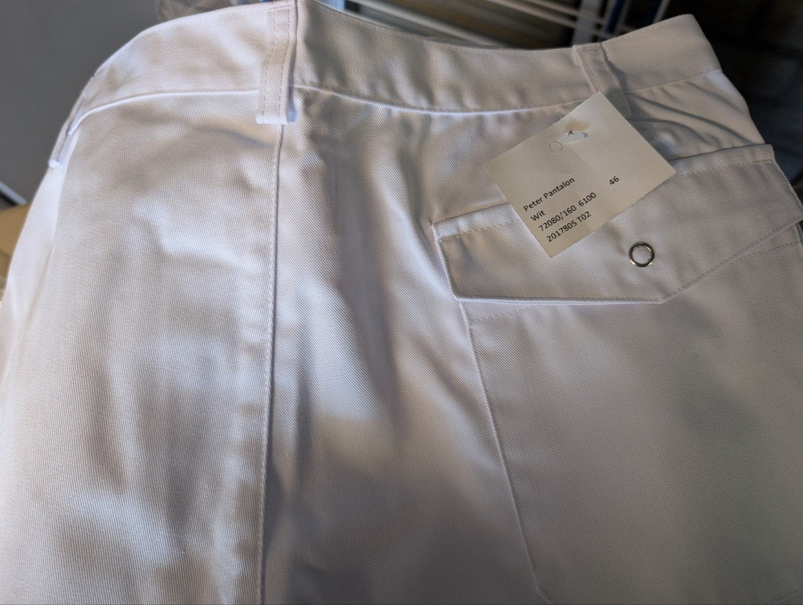 Nieuwe witte herenbroek Halen - Zorg/beroep - Maten 46-62, Wit, Nieuw, Overige maten, Ophalen of Verzenden