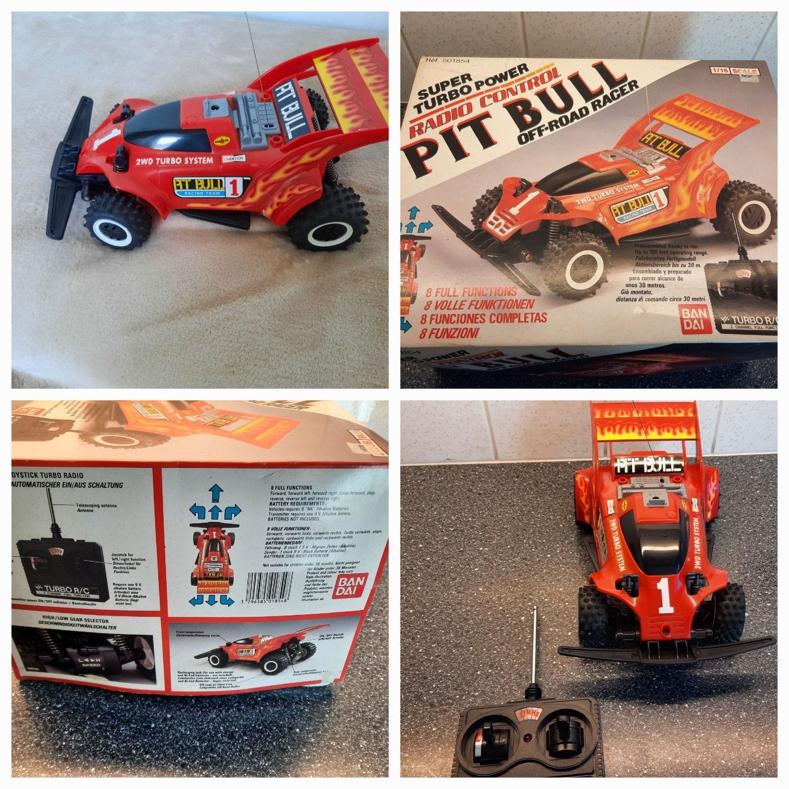 Vintage Bandai Pit Bull RC Auto - 2WD Turbo System, Elektro, Gebruikt, Auto offroad, Ophalen of Verzenden